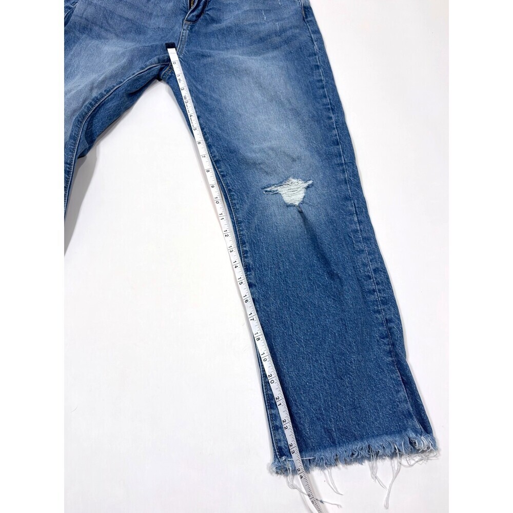 Loft The Straight Crop Jeans Medium Wash Raw Hem Distressed - Size 2/26 - Picture 7 of 7